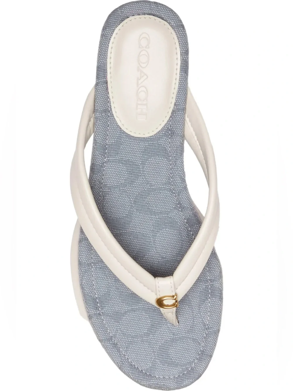 Coach Cream White Franki Platform Thong Platform Wedge Flip Flop Sandals
